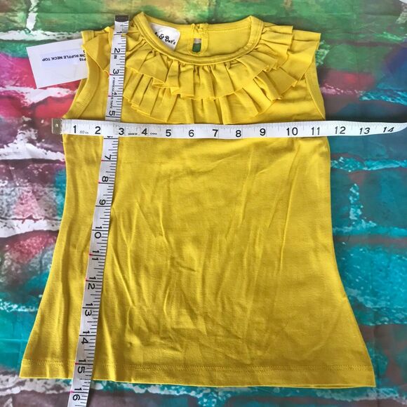 Owl's & Bat's Girls Tank Top Size 4 Yellow Ruffle Neck NEW READ DESCRIPTION - Picture 5 of 7